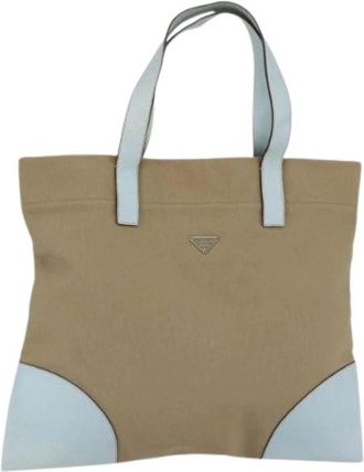 Prada Pre-owned Tote Bags, female, Beige, Size: ONE SIZE Pre-owned Vintage Canvas Tote Bag