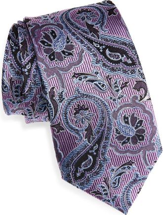 Nordstrom Floral Paisley Silk Tie in Purple at Nordstrom