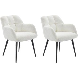 Pascal Morabito Pascal Morabito - Sedia con braccioli Tessuto bouclette e Metallo Bianco - Lotto di 2 - pega