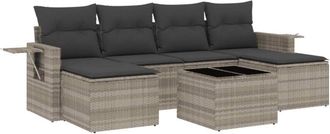 vidaXL Set De Sof&aacute;s De Jard&iacute;n 7 Pzas Con Cojines Rat&aacute;n Pe Gris Claro Vidaxl