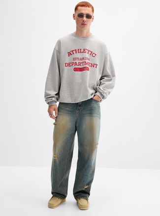 Djab Mens Casual jean, worn & soiled details Relaxed fit with wide leg Imported from Seoul