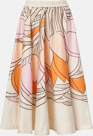 La DoubleJ Ballerina floral cotton midi skirt