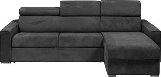 VENTE-UNIQUE.COM Sofá rinconera terciopelo 5 plazas gris antracita 282x223cm