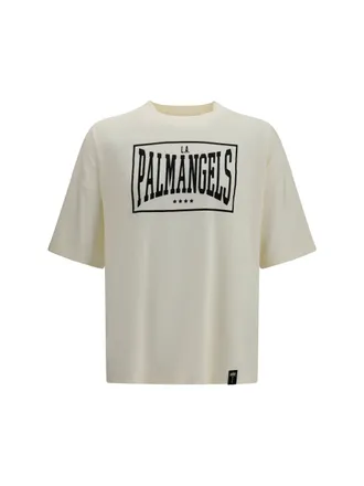 Palm Angels Mens T-Shirt Vintage Box Logo Off White-Black Cotton T-Shirts White/black And Polos