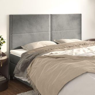 vidaXL Vidaxl - Cabeceros 4 Unidades De Terciopelo Gris Claro 100x5x78/88 Cm