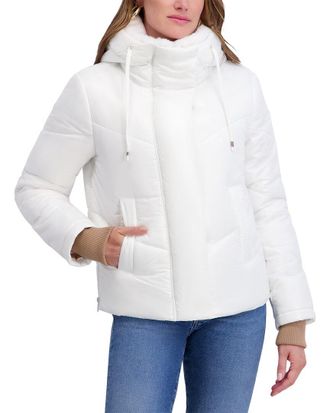 Kensie Mixed Quilt Puffer Jacket