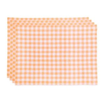 Solino Home Linen Placemats - Gingham Check, 14 x 19 in Sunny Orange at Nordstrom, Size Medium