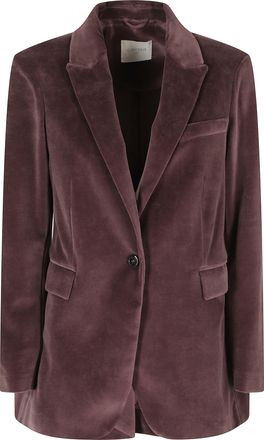 Circolo 1901 Brown Single-Breasted Velvet Flap Pocket Jacket
