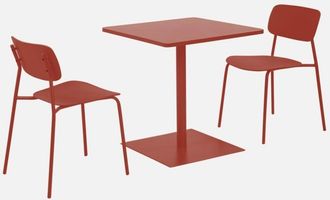 Sweeek Mesa De Jard&iacute;n Bistr&oacute; Cuadrada De Acero Con 2 Sillas