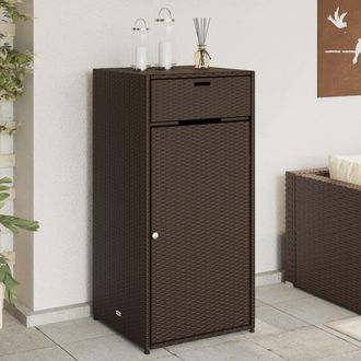Berkfield Home Garden Storage Cabinet Brown 55x55x111 cm Poly Rattan | Size: 55 x 55 x 111 cm