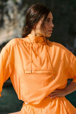 Alo | 1/4 Zip Go Time Pullover Top in Satsuma Breeze, Size: Medium