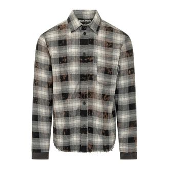 Palm Angels Casual Shirts, male, Black, Size: S Logo Check Shirt L/S