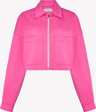 Serena Bute Cotton Gabardine Dropped Shoulder Jacket - Bright Pink