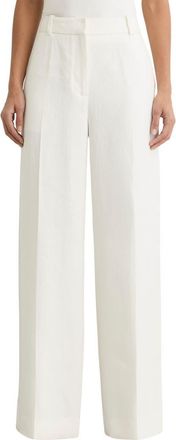 Reiss Alyx Linen Blend Wide Leg Trousers in White at Nordstrom, Size 10 Us