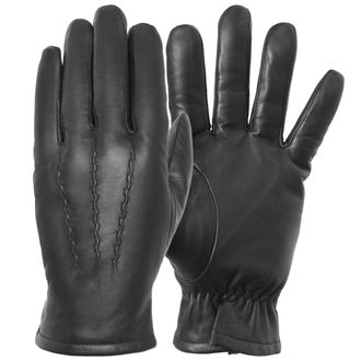 Pratt and Hart Mens Lambskin Winter Leather Gloves with Thinsulate Lining - Black