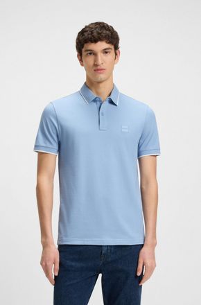 Boss Orange by Hugo Boss Poloshirt BOSS ORANGE Passertip, Herren, Gr. XXL, blau (open blau470), Piqu&eacute;, Obermaterial: 95% Baumwolle, 5% Elasthan, slim fit h&uuml;ftbedeckend, V-Auss