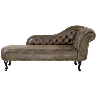 Beliani Beliani - Chaise Longue De Piel Sint&eacute;tica Marr&oacute;n Con Botones Versi&oacute;n Derecha Nimes