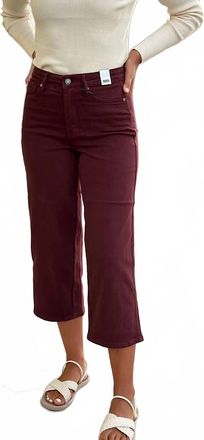 Judy Blue Womens Charlotte Tummy Control Dyed Wide Crop Pants In Ox Blood