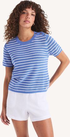 Nautica Womens Striped Short-Sleeve Sweater T-Shirt