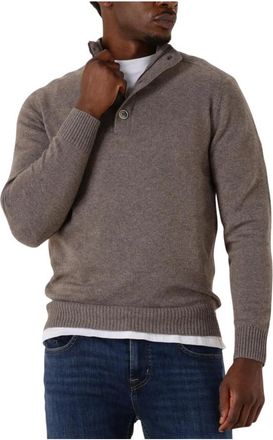 Gentiluomo Heren Turtle Button+zip LS Trui - Heren - Coltruien - Bruin - L - Truien & Vesten