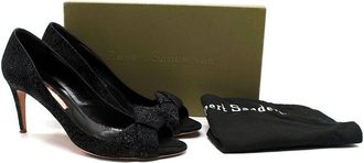 Rupert Sanderson Black Peep Toe Mid Heel Pumps Size 42