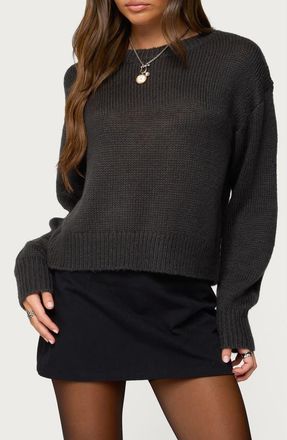 Edikted Kyrah Oversize Crewneck Sweater in Dark-Gray at Nordstrom, Size X-Small