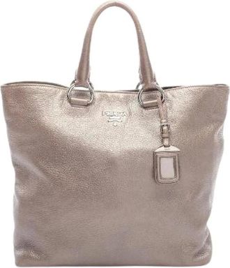 Prada Pre-owned Tote Bags, female, Gray, Size: ONE SIZE Pre-owned Leather Tote Bag
