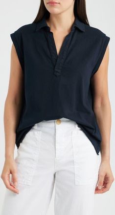 Frank & Eileen Olivia Sleeveless Shirt in British Royal Navy at Nordstrom, Size X-Small