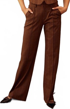 FORE COLLECTION Classic Wide Leg Trousers In Brown Plaid