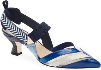 Fendi Iconic Colibri Slingback Pump in Blue Smoke at Nordstrom, Size 38.5