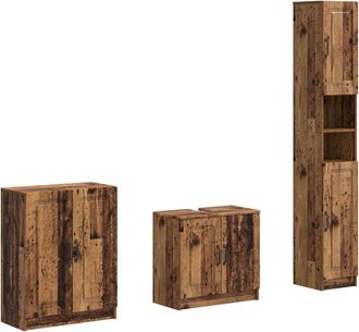 vidaXL Juego De Armarios De Ba&ntilde;o De 3 Piezas Utrecht Madera Envejecida Vidaxl