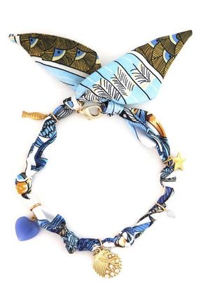 Panacea Print Fabric Charm Necklace in Blue at Nordstrom