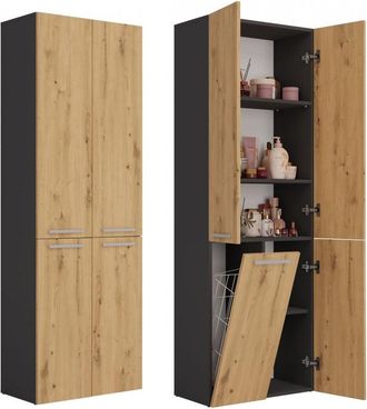 OEM Estanter&iacute;a Para Armario De Ba&ntilde;o, Roble Antracita, Estilo Artesanal: Almacenamiento Y Organizaci&oacute;n En Su Ba&ntilde;o