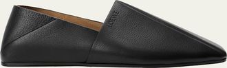 Loewe Mens Origami Leather Square-Toe Slippers