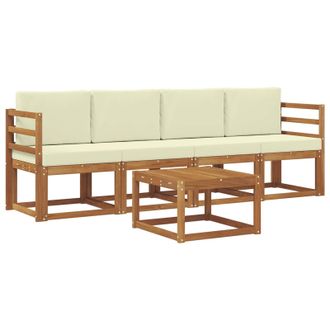 vidaXL Conjunto De Sof&aacute;s De Exterior Con Coj&iacute;n 5 Pcs Natural Y Crema Vidaxl