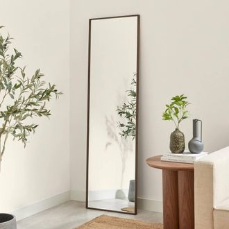 Furniturebox Inga Walnut Wood Full Length Rectangle 170x50cm Mirror | Size: 170x50 cm