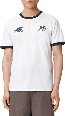 AllSaints Blighty Ringer Graphic T-Shirt in Optic White at Nordstrom, Size Xx-Large