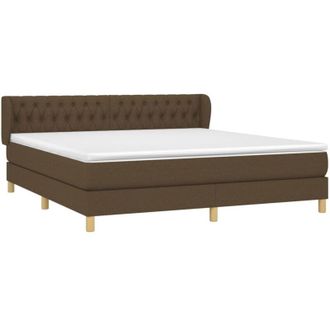 vidaXL Vidaxl - Cama Box Spring Con Colch&oacute;n Tela Marr&oacute;n Oscuro 180x200 Cm