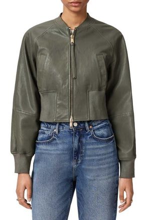 AllSaints Suri Leather Bomber Jacket in Caledon Green at Nordstrom, Size 4 Us