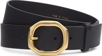 Rag & Bone Audrey Leather Belt in Black Gold at Nordstrom, Size X-Small