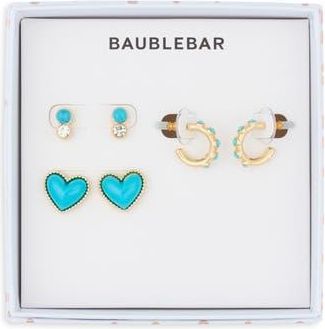 BaubleBar Better in Blue Set of 3 Stud & Huggie Hoop Earrings in Turquoise at Nordstrom Rack