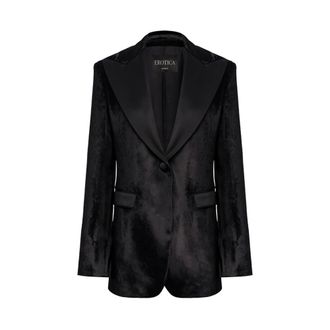 Dondup Single-breasted Velvet Blazer - female - Dondup - Blazers - Black - S - Jackets