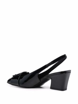 Ferragamo Patent-Leather Slingback Pump - Black