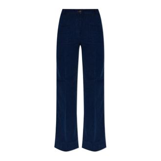 Victoria Beckham Ribfluwelen broek - Dames - Wijde Broeken - Blauw - W26 - Broeken