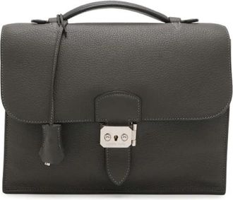 Herm&egrave;s Pre-owned Sac a Depeches 27 Togo Briefcase - Dames - Vintage Handtas - Grijs - ONE Size - Leer - Vintage