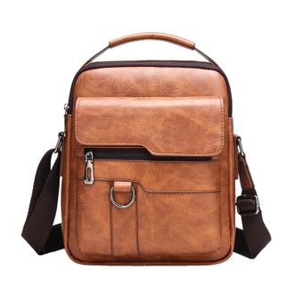 Generic Messenger Bag for Men - Retro PU Leather Shoulder Bag Shoulder Bag with Adjustable Strap | Large Capacity Portable Bag for Men, Large Capacity Work Ba