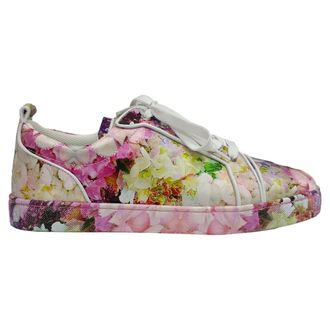 Christian Louboutin Pre-owned Mens Louis Junior Orlato Floral-Print Sneakers in Multicolor Satin - Multicolour - Size EU 42