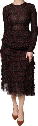 Dolce & Gabbana Womens Black Red Polka Dot Silk Layered Midi Dress And