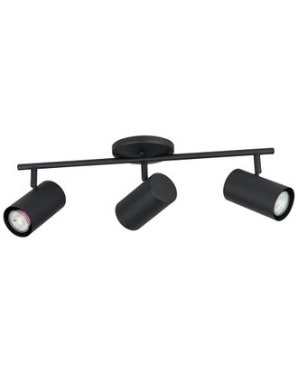 Eglo Eglo Calloway 3 Light Fixed Track Light With Black Finish & Black Adjustable Cylinder Shades