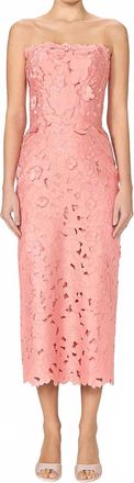 Costarellos Astelle Floral Cut Strapless Dress In Pink Sorbet